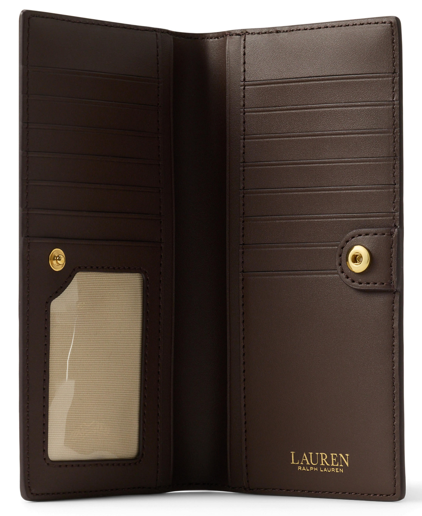 Lauren Ralph Lauren Crosshatch Leather Slim Snap Closure Wallet - Chestnut Brown