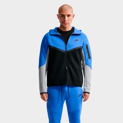 Men's Nike Tech Fleece Windrunner Full-Zip Hoodie - Obsidian/Black (HV0949-453)