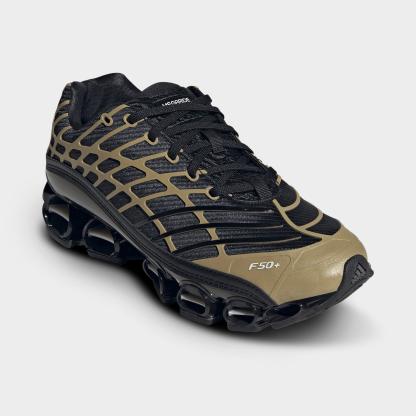 Men's adidas Megaride F50 Casual Shoes - Core Black/Core Black/Thermal Chrome - Both shoes facing left