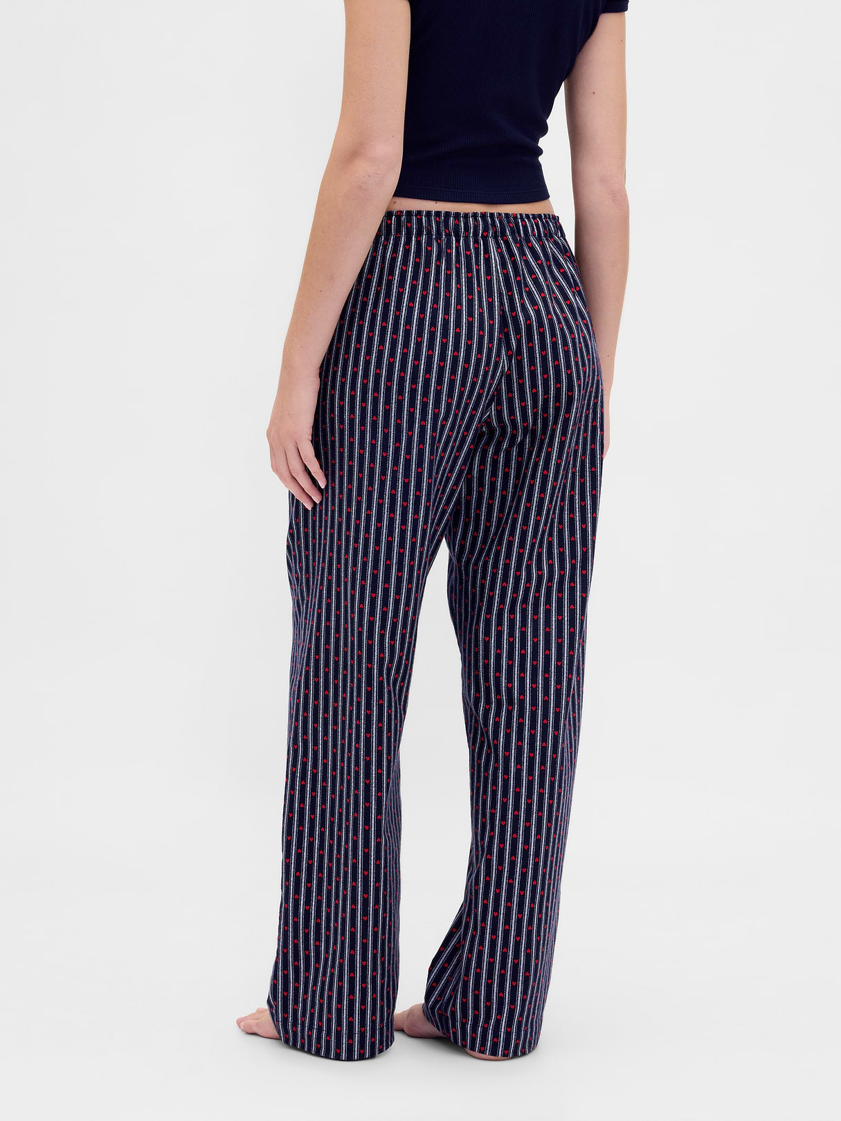 Adult Softest Flannel PJ Pants - Navy blue hearts & stripe