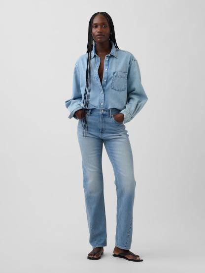 High Rise '90s Slim Straight Jeans - Light indigo