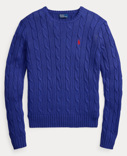 Polo Ralph Lauren Women's Cable-Knit Cotton Crewneck Sweater - Charter Blue