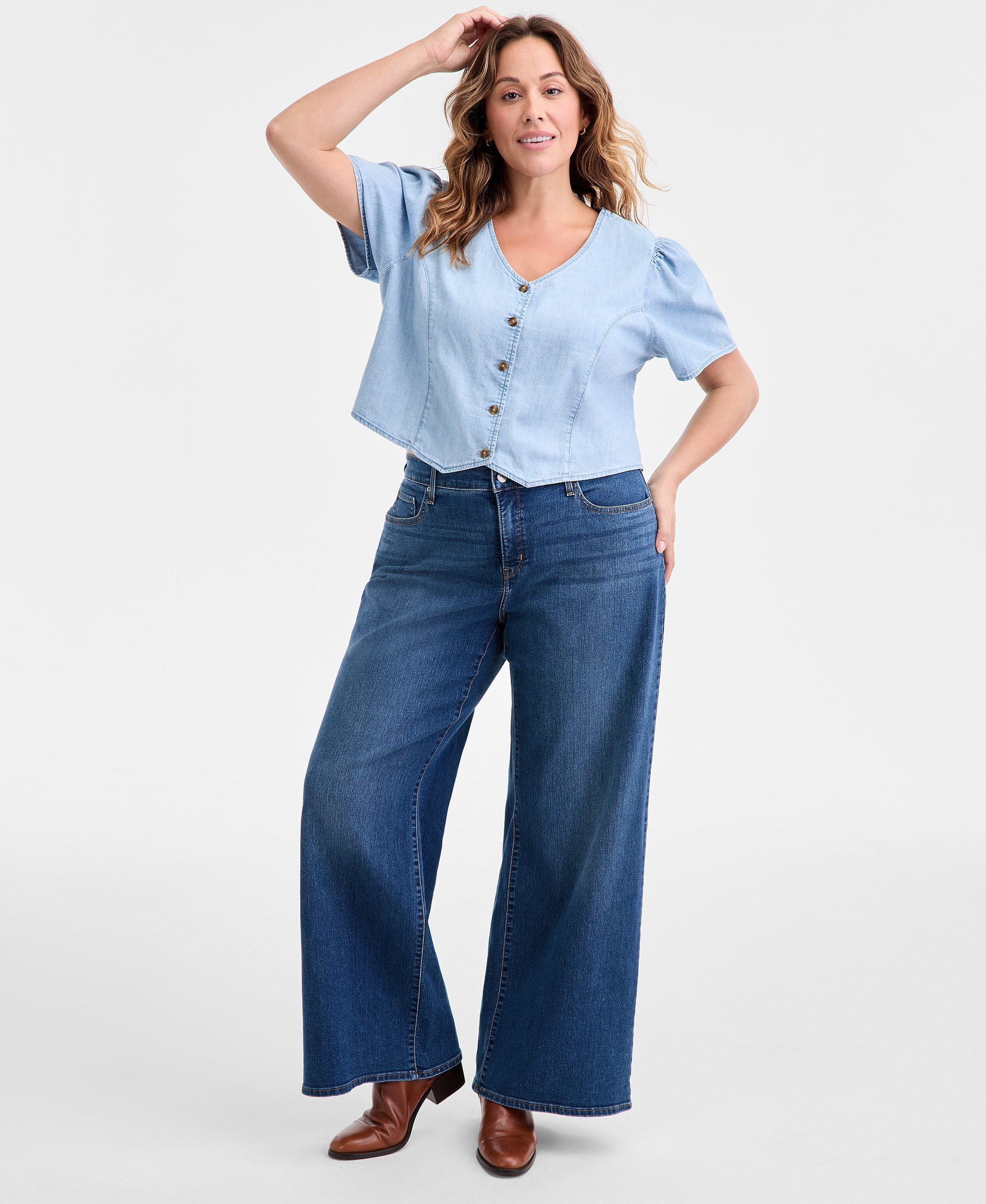 Levi's Women's 318 Shaping Stellar-Stretch Wide-Leg Jeans - Clever Girl