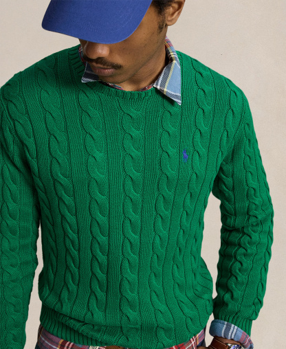Polo Ralph Lauren Men's Cable-Knit Cotton Sweater - Erin Green