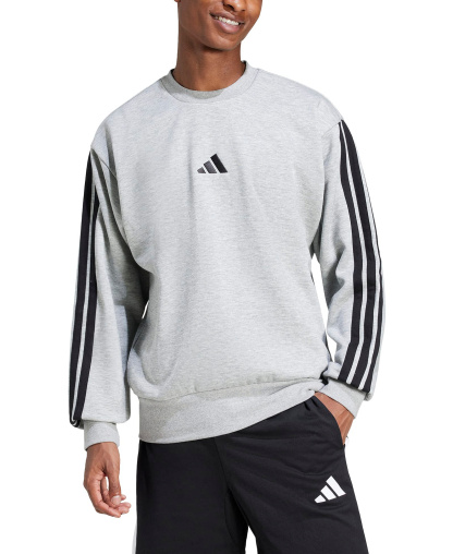 adidas Men's Essentials 3-Stripes Fleece Sweatshirt - Magh/White