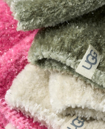 UGG Women's 3-Pack Leda Sparkle Cozy Crew Socks - Vinito / Cream / Ribbon Candy