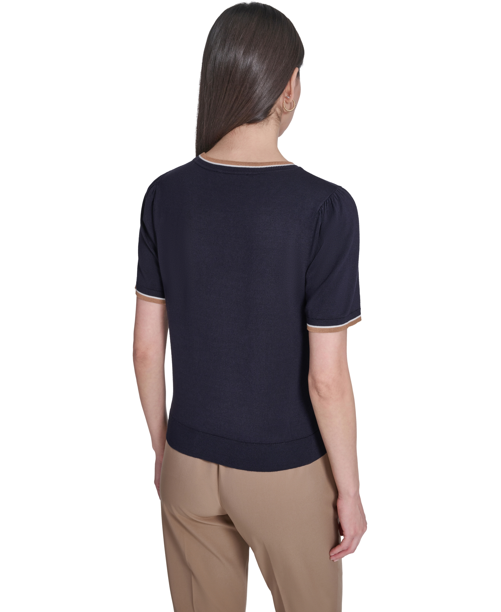 Tommy Hilfiger Women's Short-Sleeve Crewneck Sweater - Midnight Multi