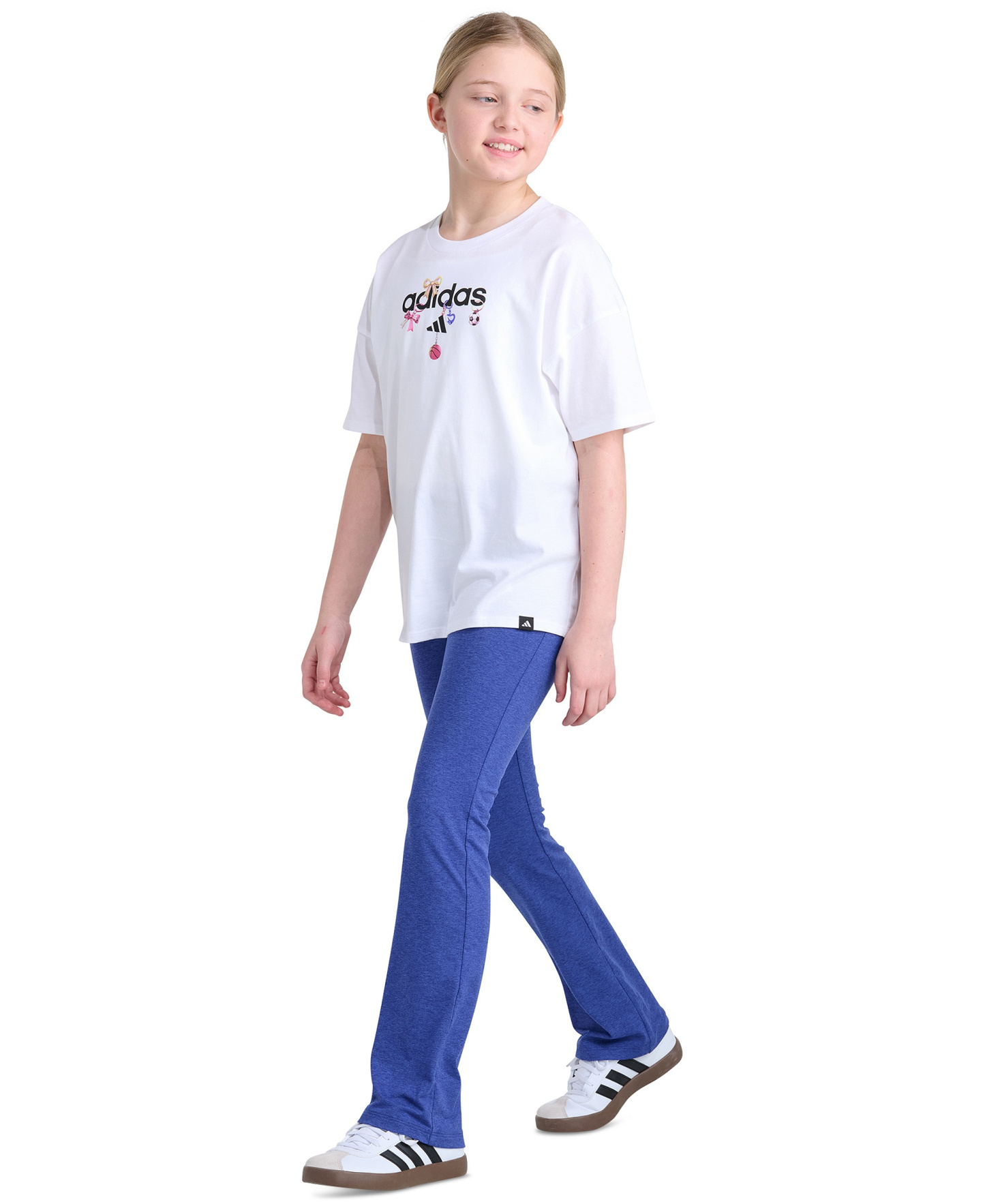adidas Girls' 8-16 Folded Waistband Kick Flare Pants - Blue