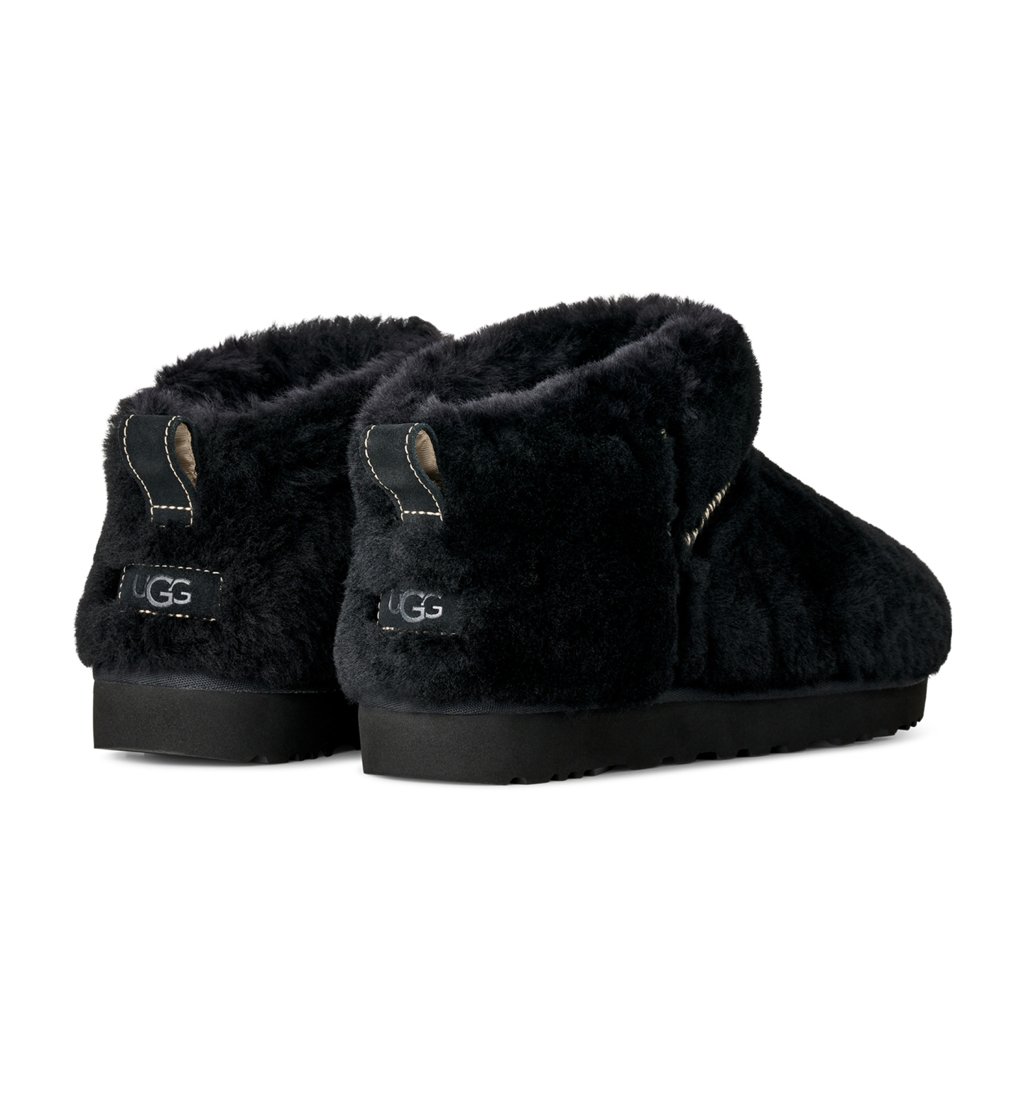 UGG® Women's Classic Ultra Mini Fluffed Round Toe Booties - Black