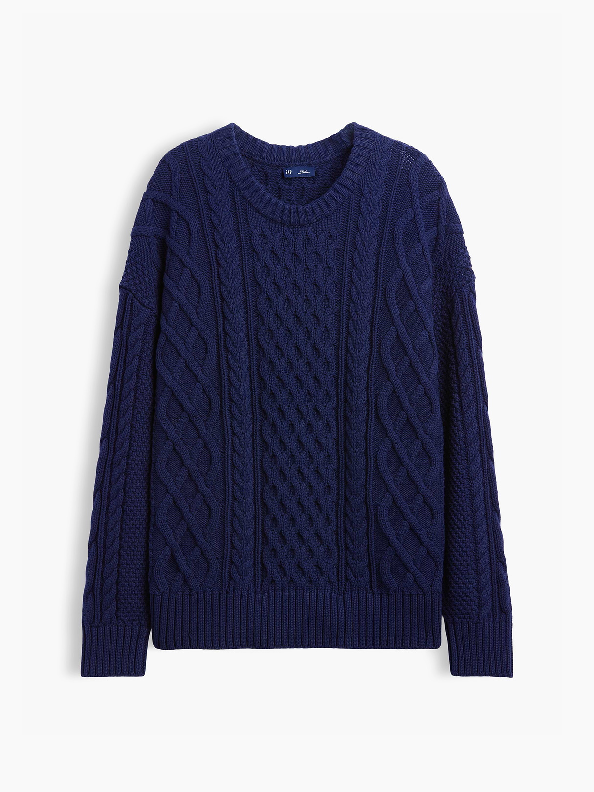 100% Cotton Cable-Knit Oversized Sweater - Navy blue uniform