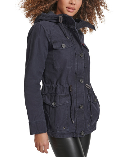 Levi's Women's Hooded Military Jacket - Navy