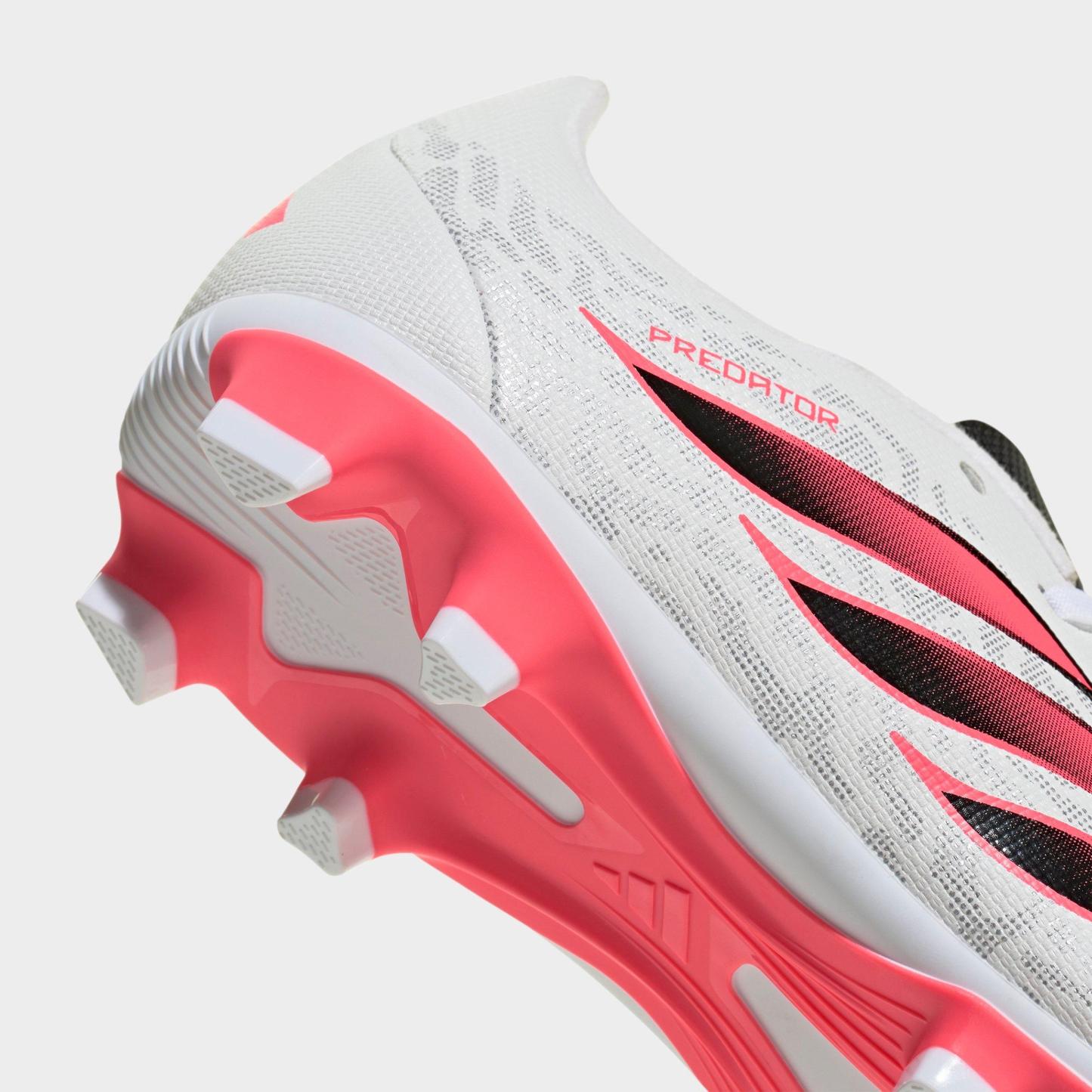Big Kids' adidas Predator Club Firm Ground and Multi Ground Soccer Cleats - White/Solar Turbo/Black - Detail shot
