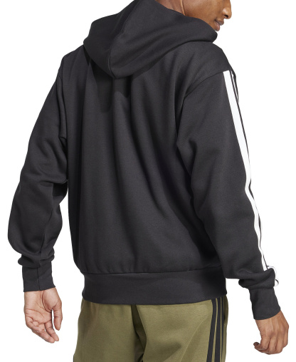 adidas Men's Regular-Fit 3-Stripes Full-Zip Fleece Hoodie - Black/White