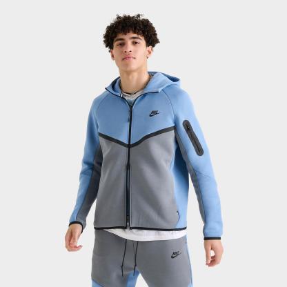 Men's Nike Tech Fleece Windrunner Full-Zip Hoodie - Work Blue/Cool Grey/Black