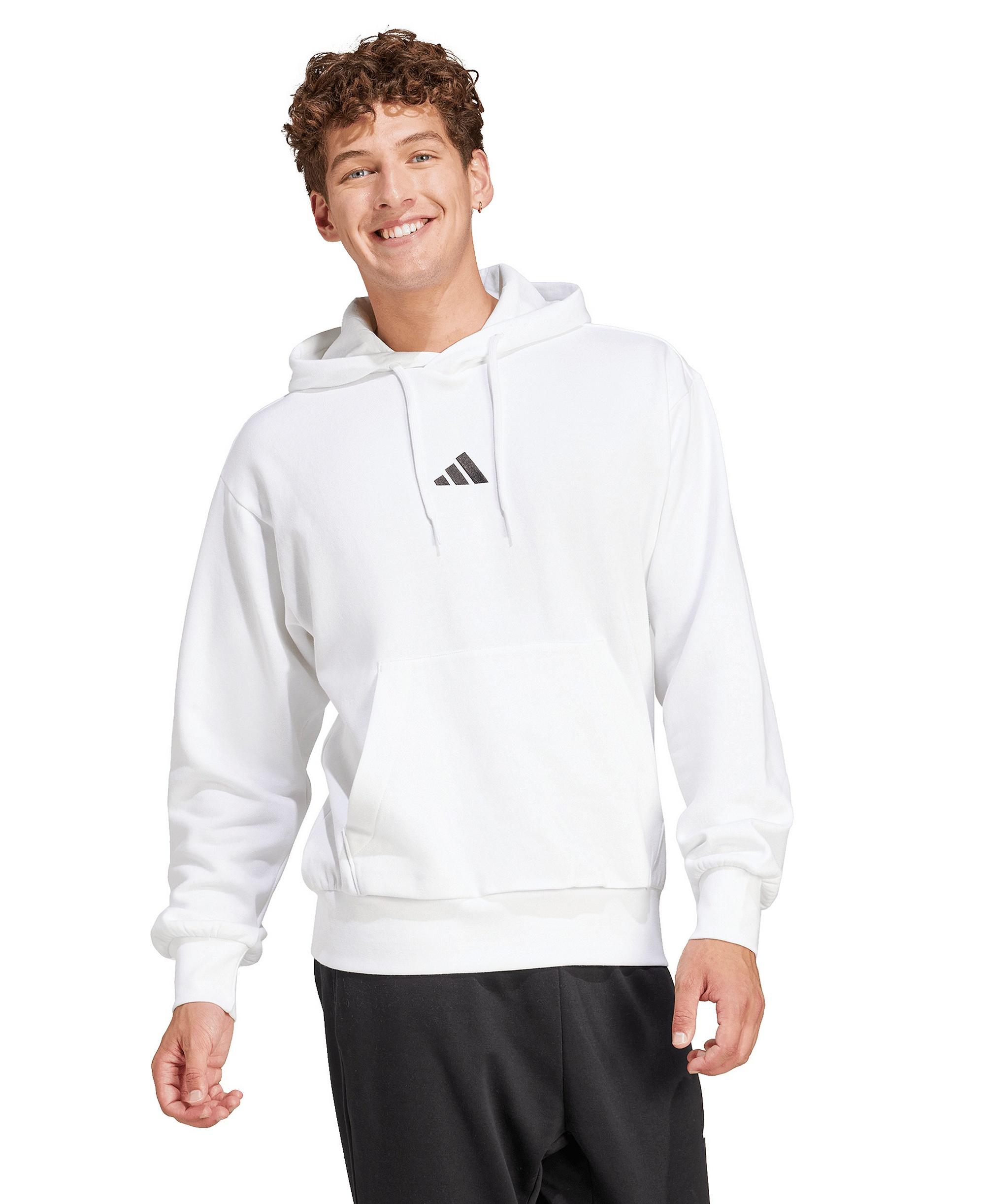 adidas Men's Essentials Feel Cozy Fleece Hoodie - White/Black