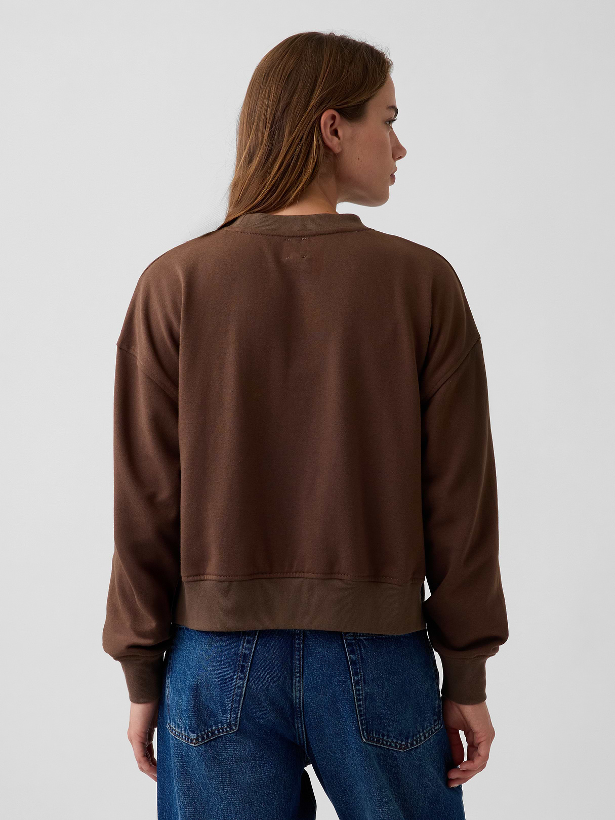 VintageSoft Terry Oversized Wedge Side-Slit Sweatshirt - Brown