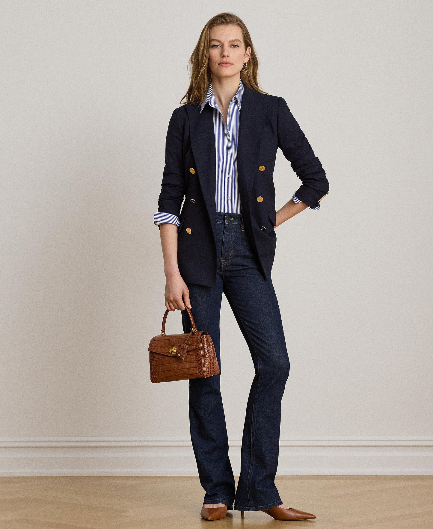 Lauren Ralph Lauren Women's Double-Breasted Wool Crepe Blazer - Lauren Navy