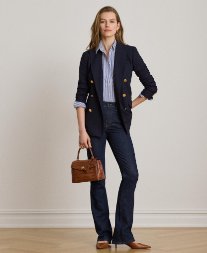 Lauren Ralph Lauren Women's Double-Breasted Wool Crepe Blazer - Lauren Navy