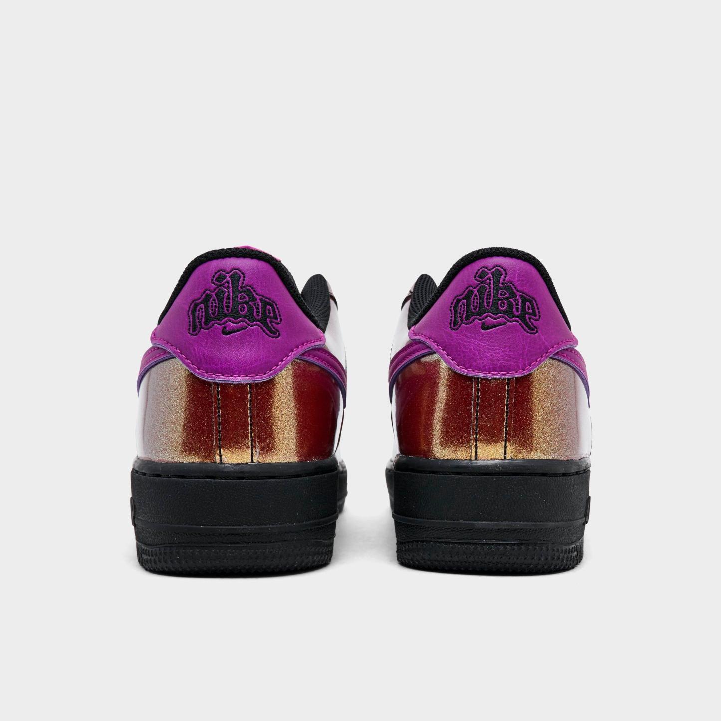 Big Kids' Nithtke Air Force 1 LV8 1 Casual Shoes - Black/Bold Berry - Back view