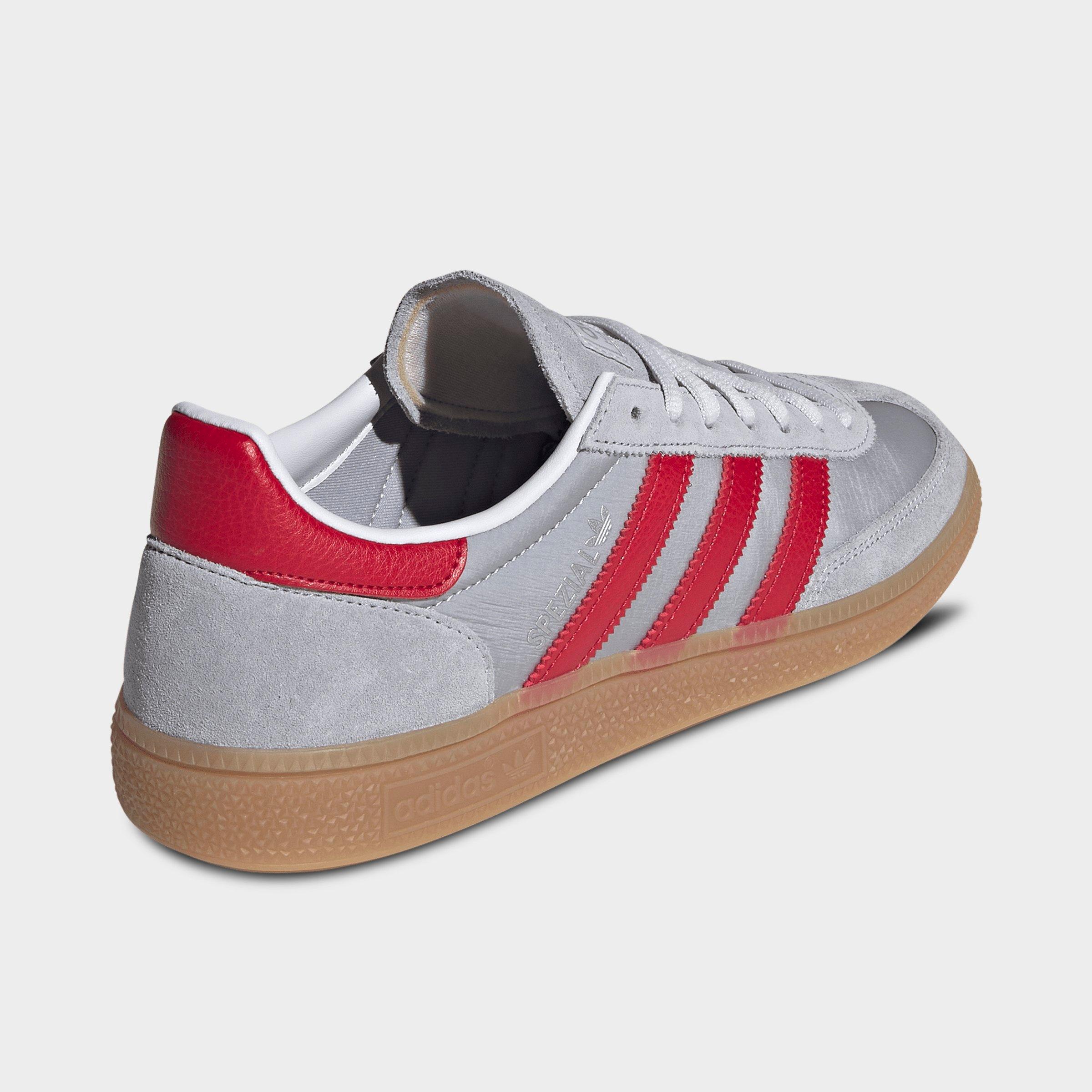 Men's adidas Originals Handball Spezial Casual Shoes - Part 3 - Halo Silver/Team Victory Red/Gum - Back view