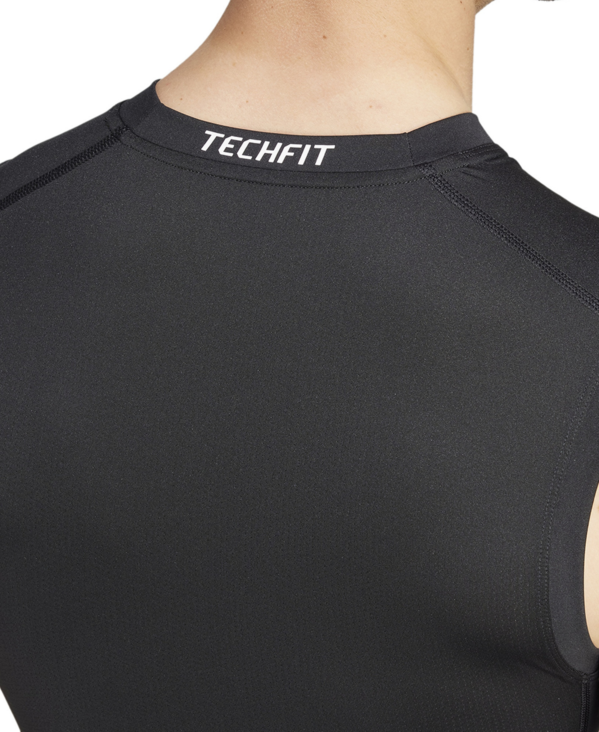 adidas Men's Fitted Crewneck Tech-Fit Sleeveless Compression T-Shirt - Black