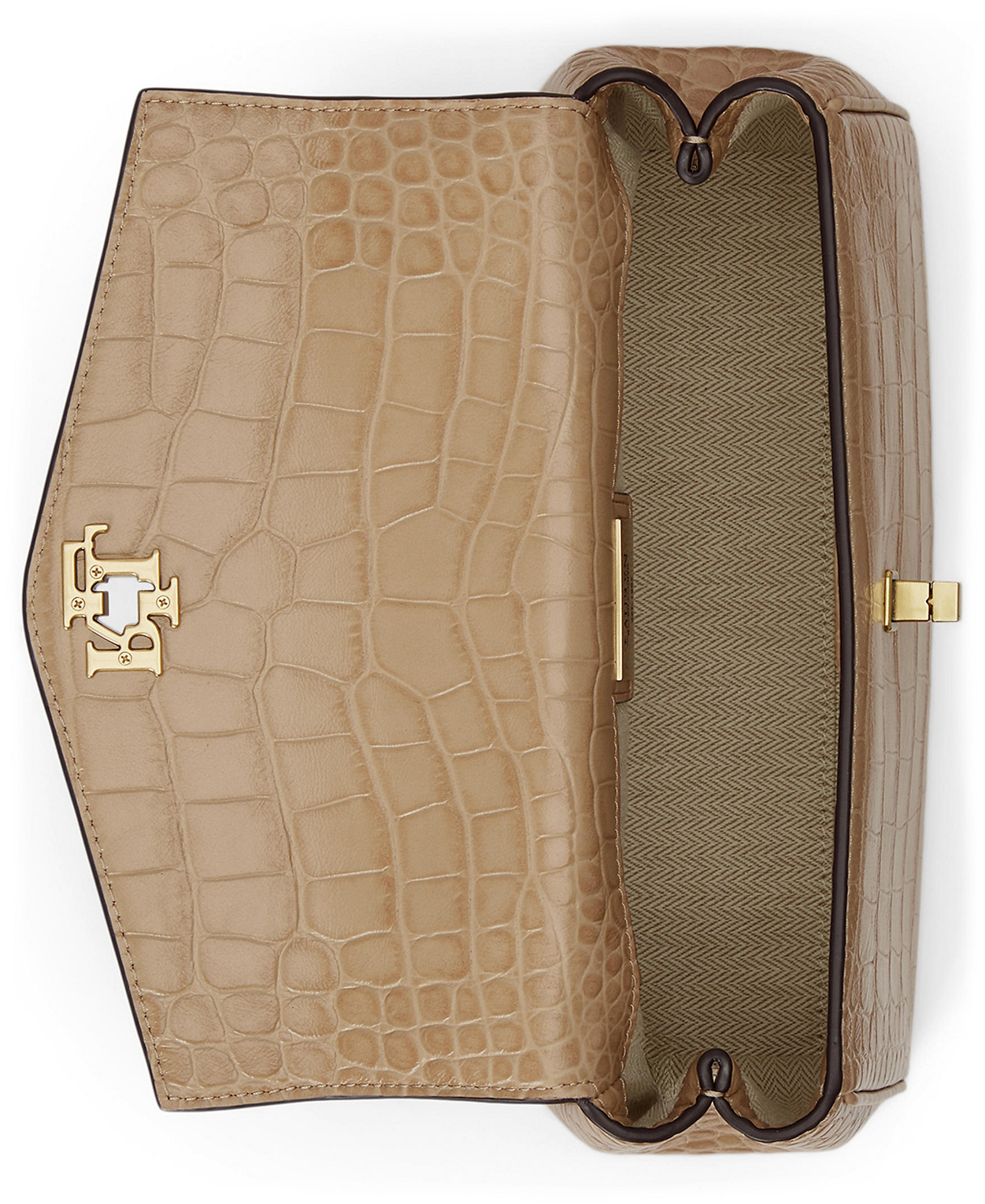 Lauren Ralph Lauren Farrah Embossed Small Soft Satchel Handbag - Tan