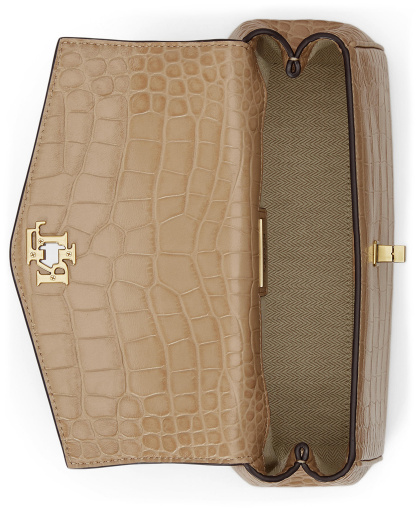 Lauren Ralph Lauren Farrah Embossed Small Soft Satchel Handbag - Tan