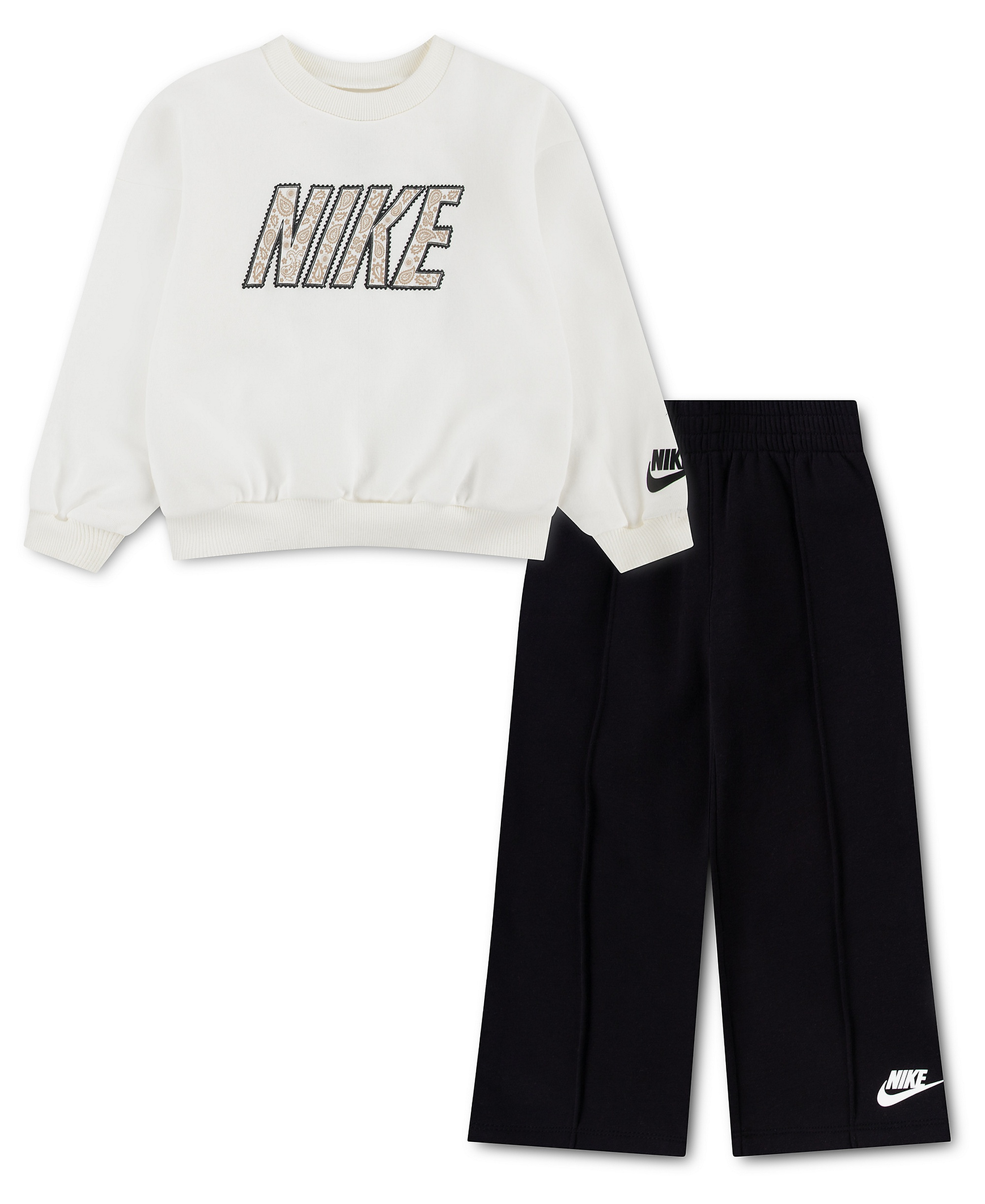 Nike Toddler Girls' 2T-4T Retro Remix Graphic Top and Pants, 2-Piece Set - White/Black