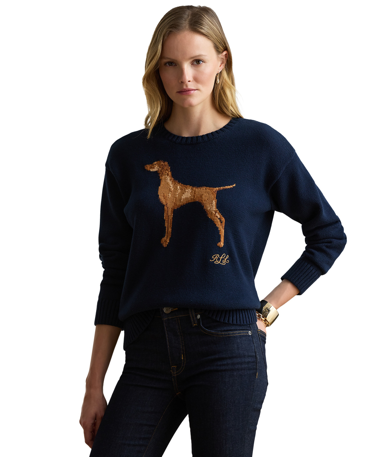 Lauren Ralph Lauren Women's Cotton Dog Sweater - Lauren Navy Multi