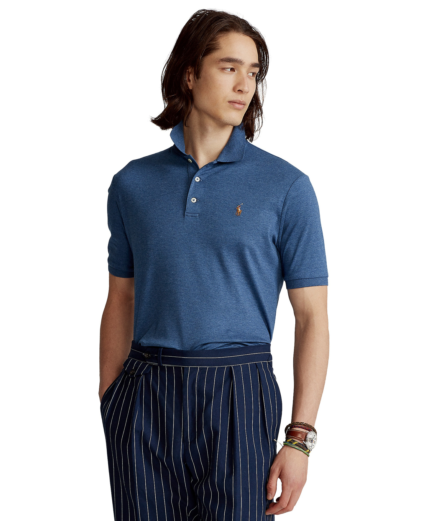 Polo Ralph Lauren Men's Classic-Fit Soft Cotton Polo Shirt - Derby Blue Heather