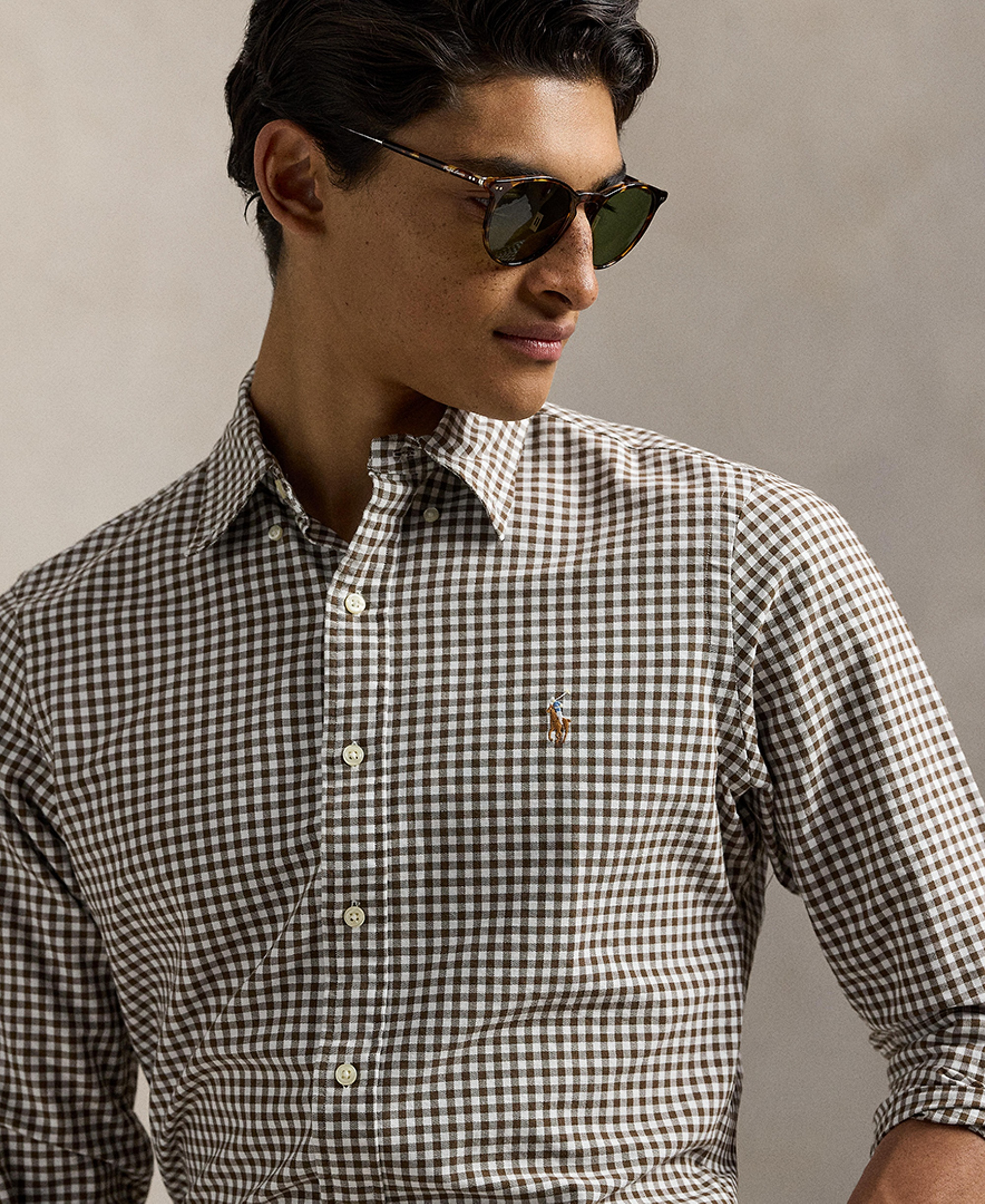 Polo Ralph Lauren Men's Classic-Fit Plaid Brushed Oxford Shirt - Pale Russet/White