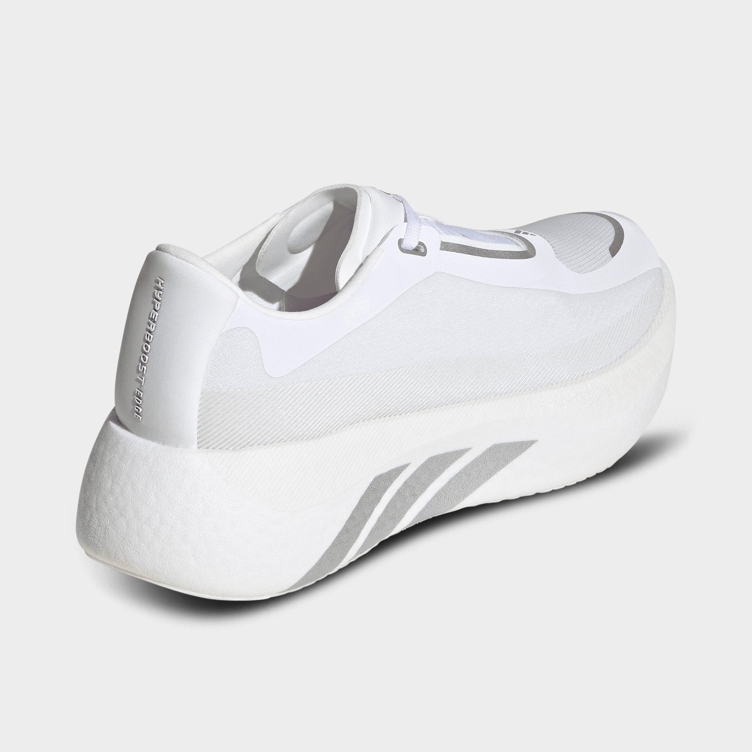Women's adidas Hyperboost Edge Running Shoes - Part 1 - Cloud White/Silver Metallic/Zero Metallic - Back view