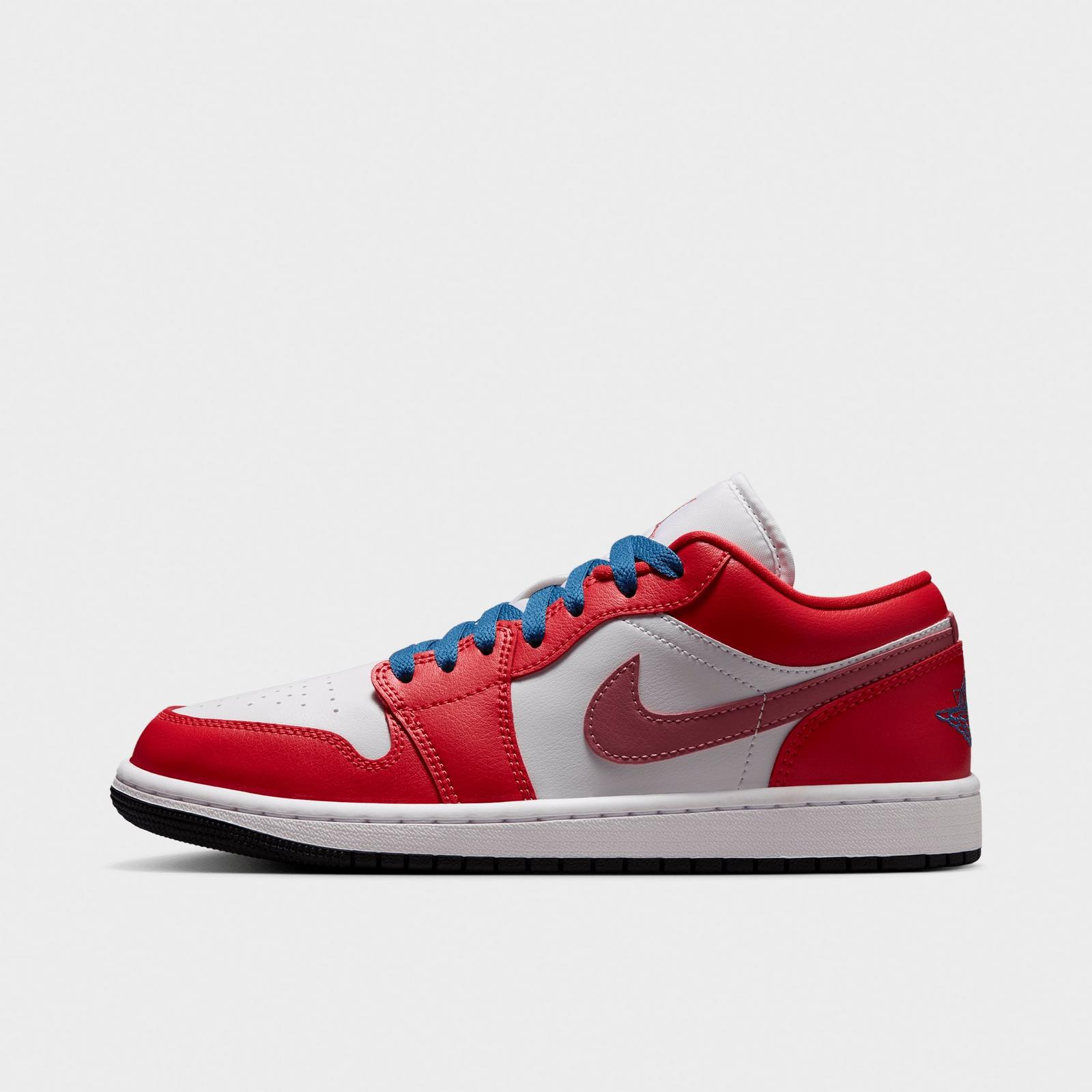 Women's Air Jordan Retro 1 Low Casual Shoes - Track Red/White/Desert Berry/True Blue - view 1