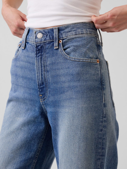 High Rise Stride Wide-Leg Ankle Jeans - Medium indigo