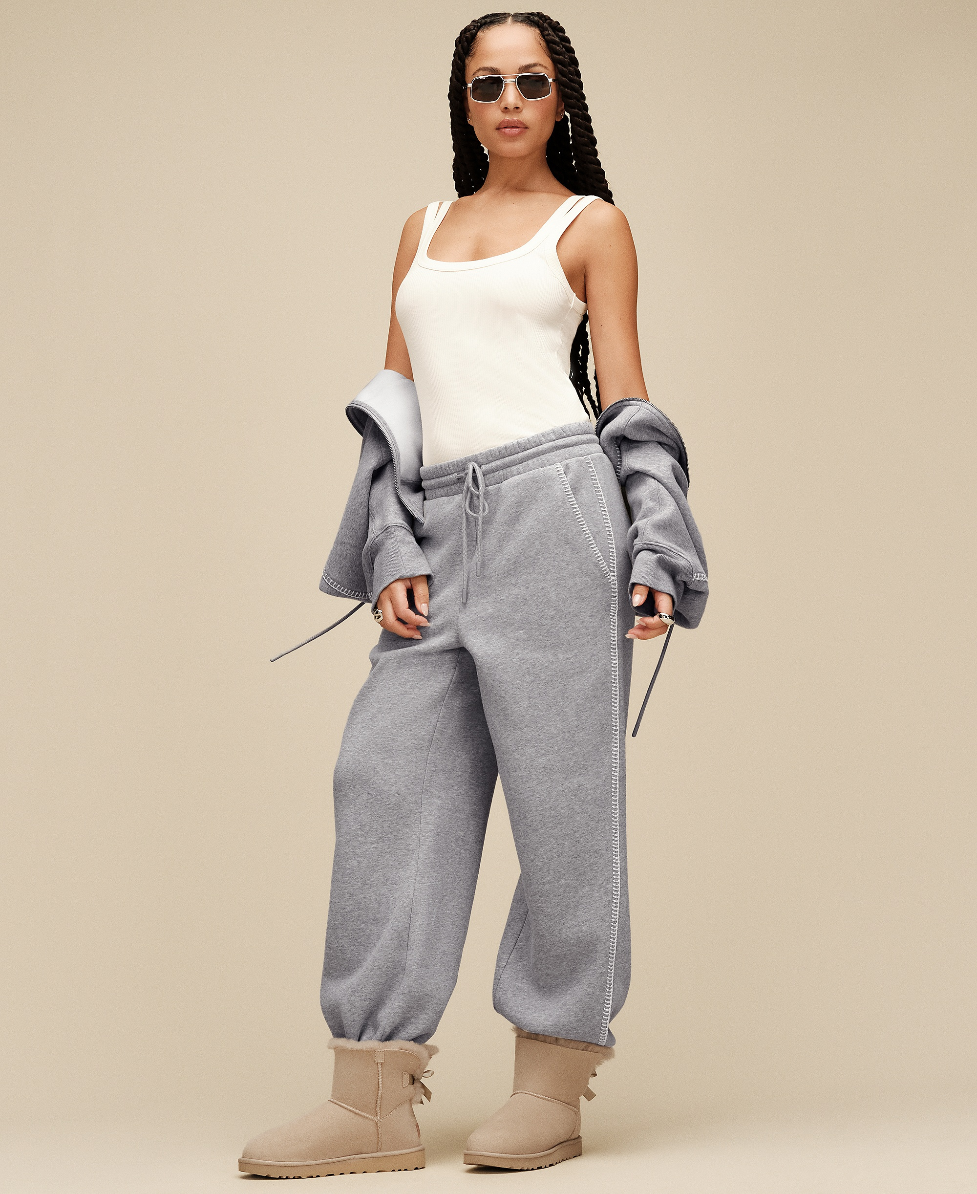 UGG Women's Classic Mid-Rise Straight-Leg Pants - Grey Heather