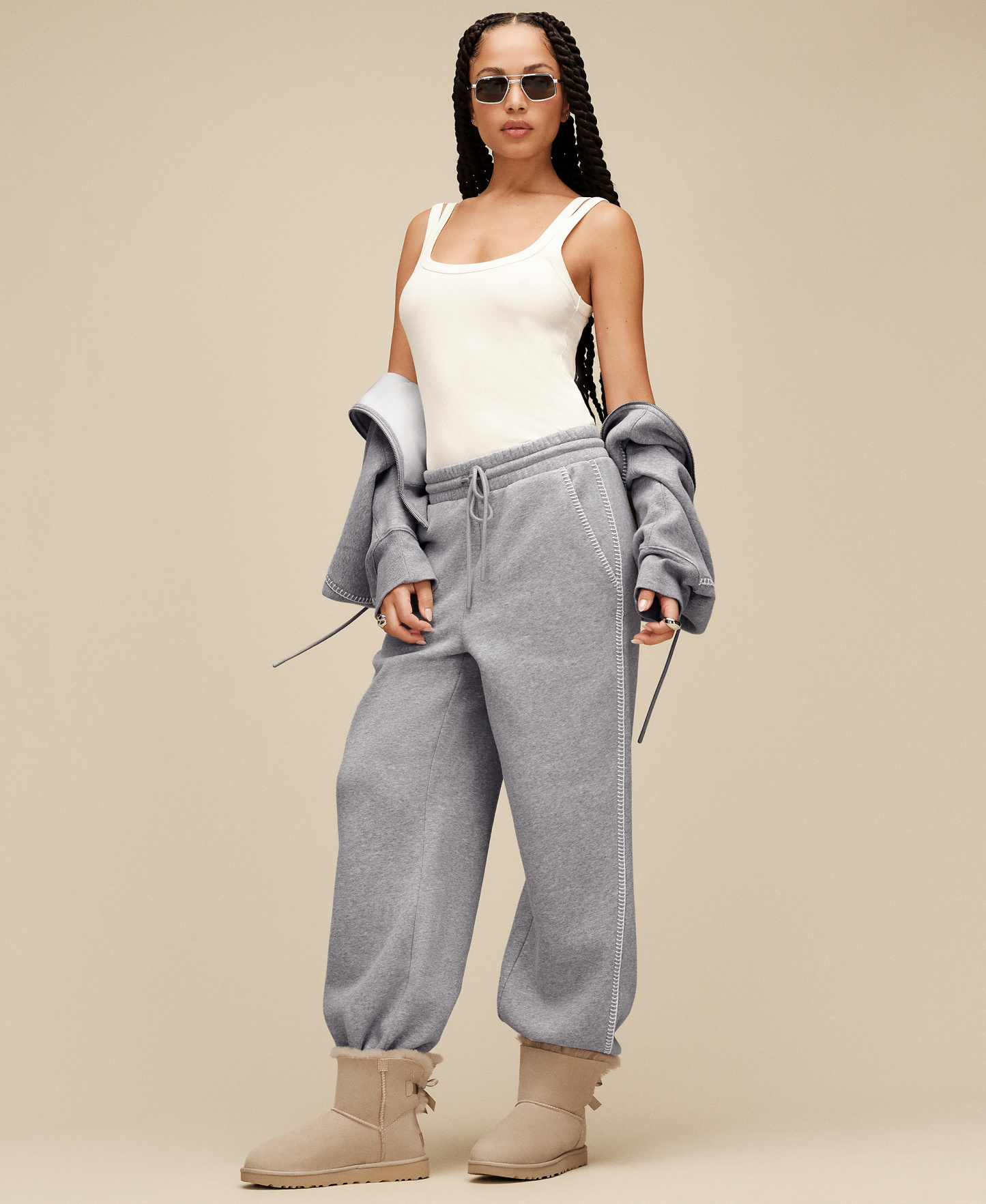 UGG Women's Classic Mid-Rise Straight-Leg Pants - Grey Heather