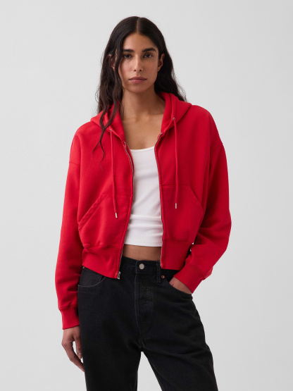 VintageSoft Wedge Zip Hoodie - Modern red