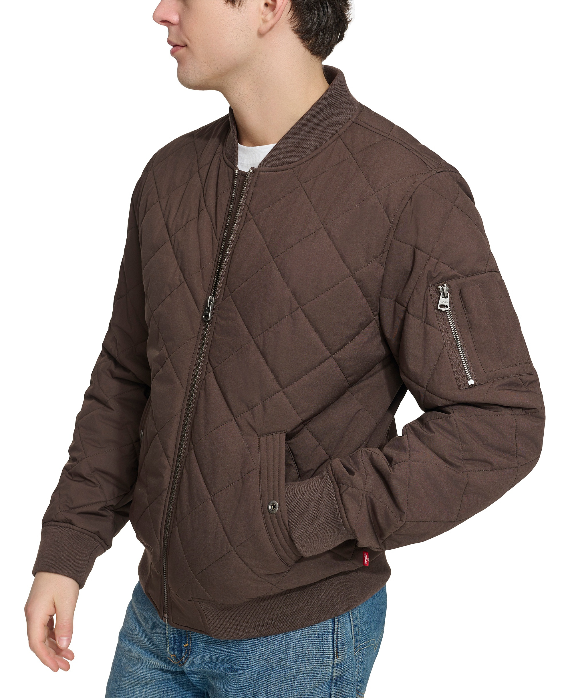 Levi's Men's Quilted Fashion Bomber Jacket - Chocolate Brown