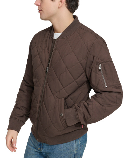 Levi's Men's Quilted Fashion Bomber Jacket - Chocolate Brown