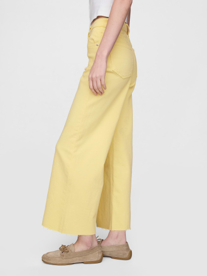 High Rise Stride Wide-Leg Ankle Jeans - Lemon drop yellow