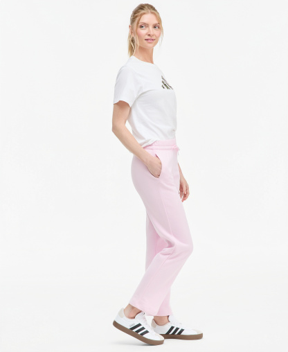 adidas Women's Essentials Small Logo Feel Cozy Open Hem Pants - Clear Pink/White