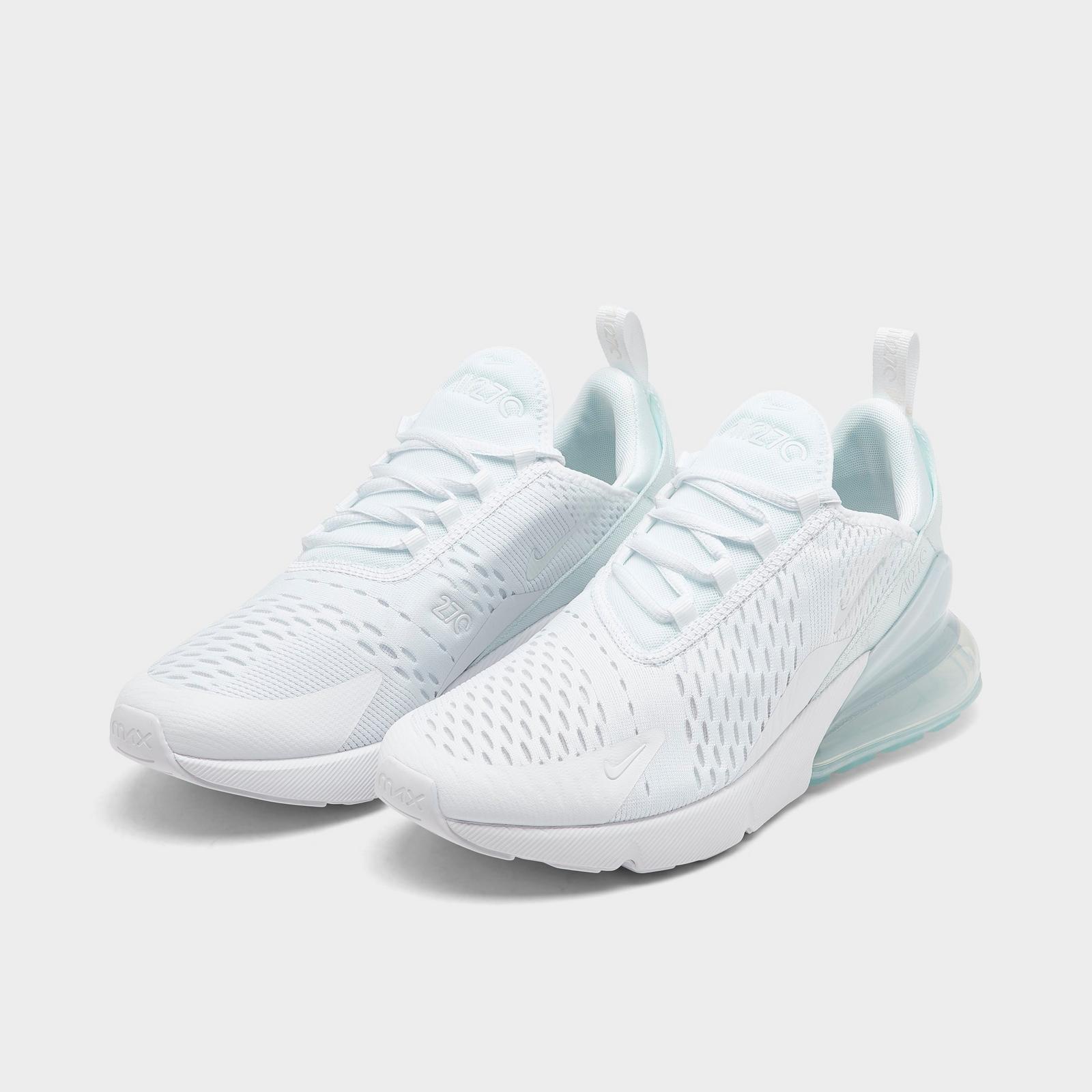 Big Kids' Nike Air Max 270 Casual Shoes - White/White/Metallic Silver