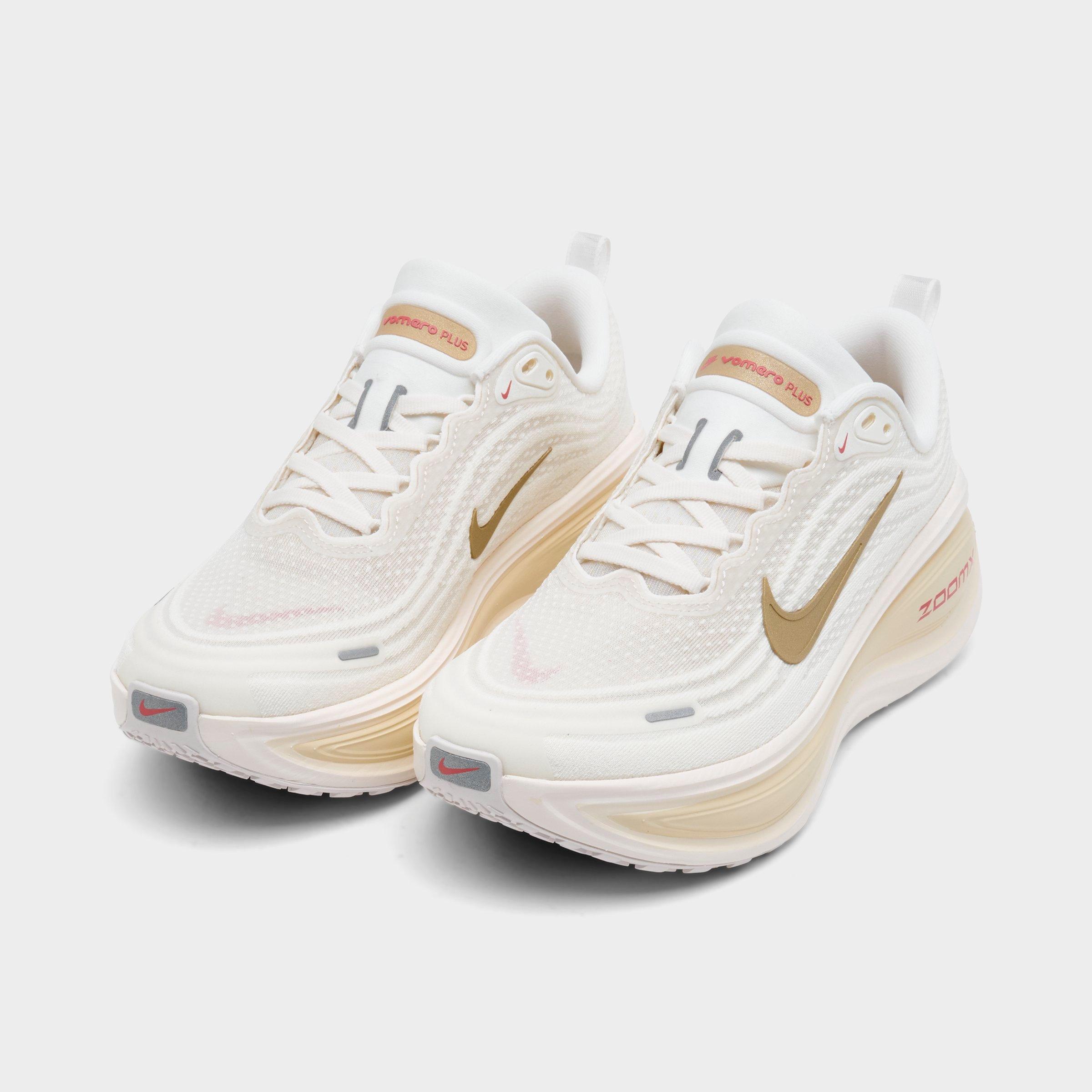 Women's Nithtke Vomero Plus Running Shoes - Part 1 - Sail/Metallic Gold Grain/Light Khaki/Natural - Both shoes facing left