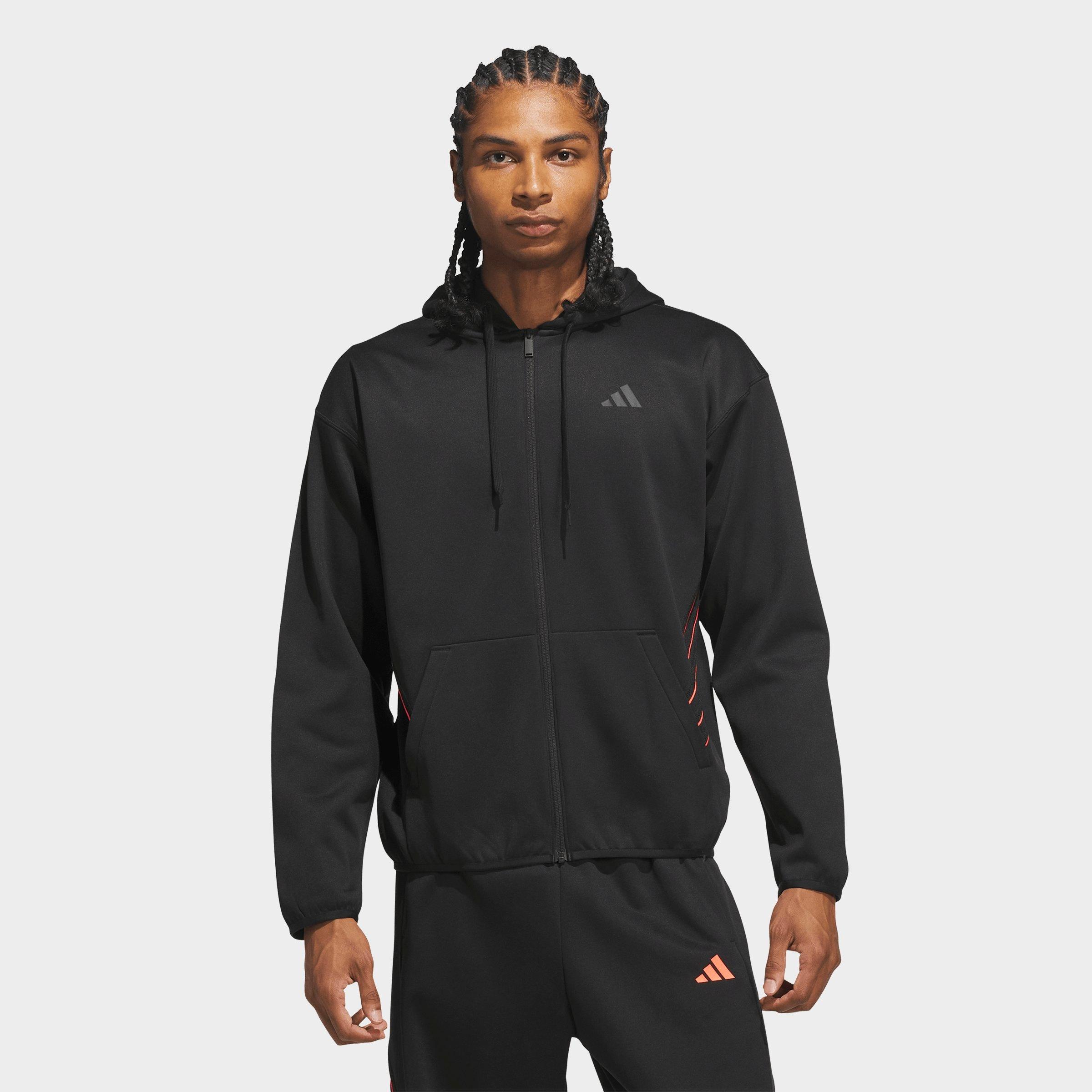 Men's adidas Basketball Crazy Warm Full-Zip Hoodie - Black/Solar Turbo