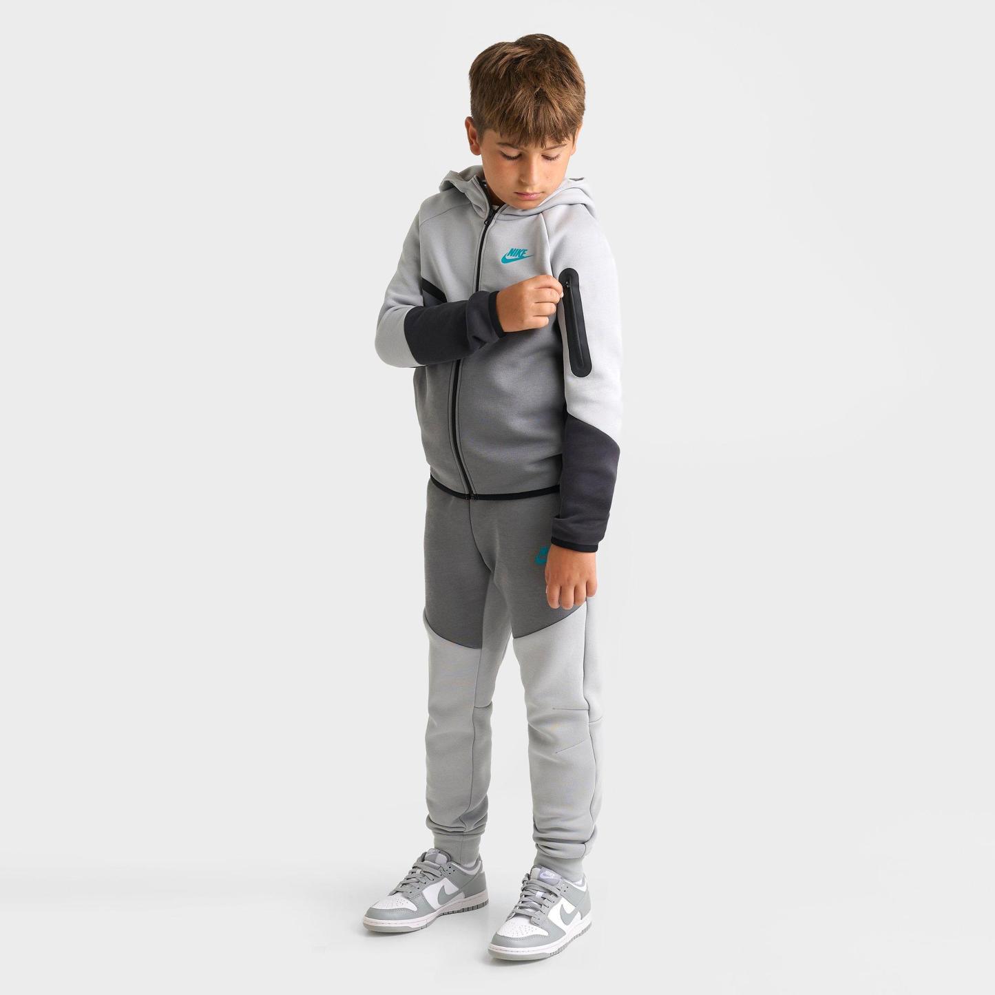Big Kids' Nithtke Sportswear Tech Fleece Full-Zip Hoodie - Light Smoke Grey/Smoke Grey/Anthracite/Black