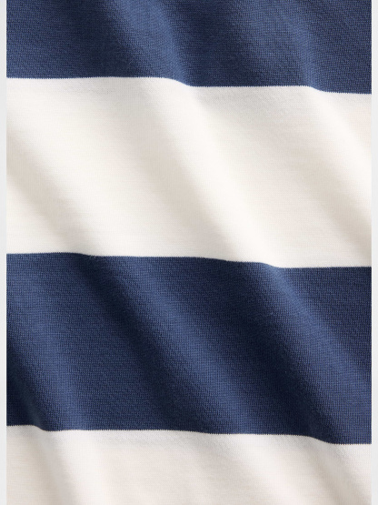 Knit Oversized Crop T-Shirt - Blue stripe