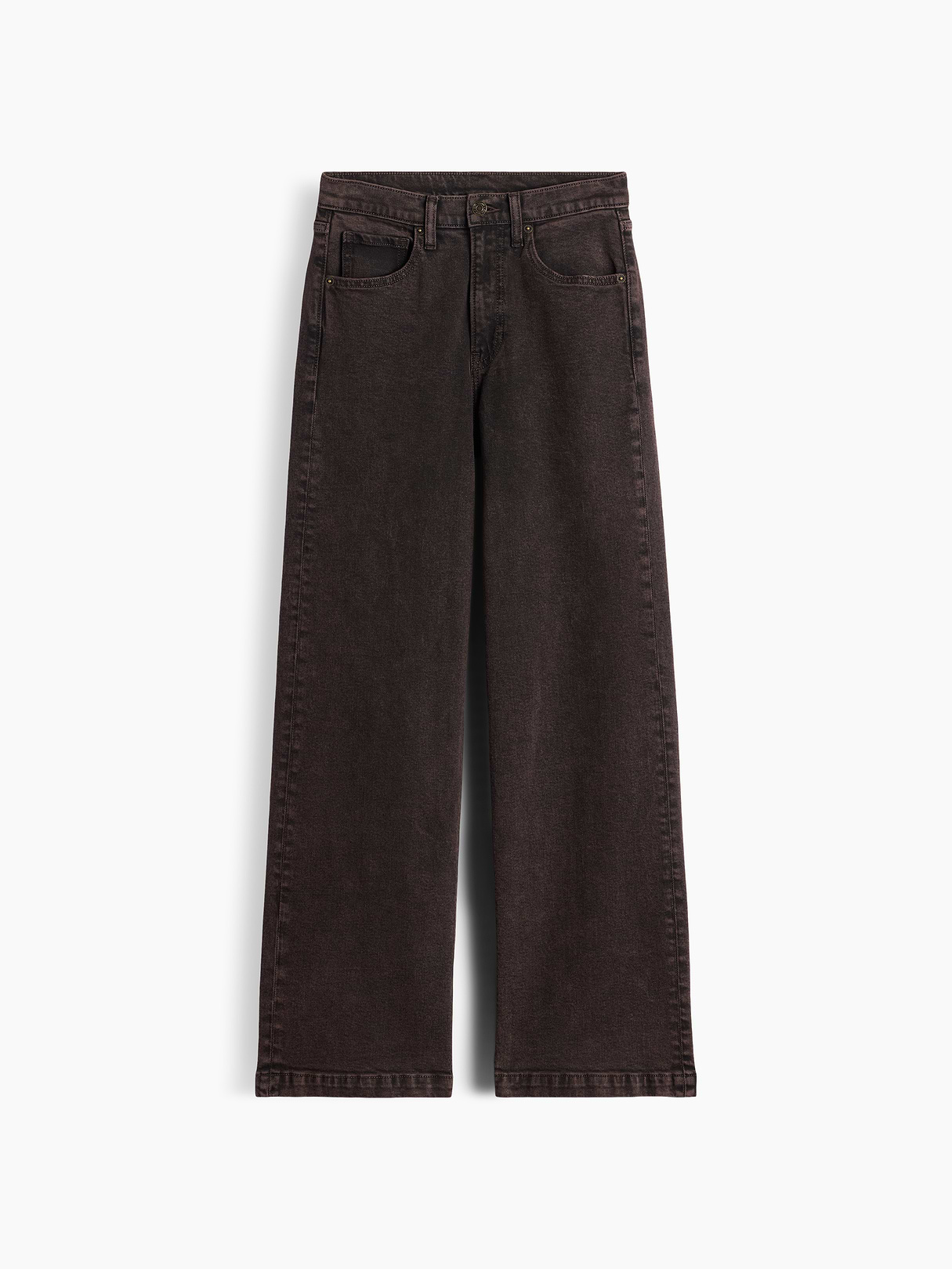 High Rise Stride Wide-Leg Jeans - Terra brown