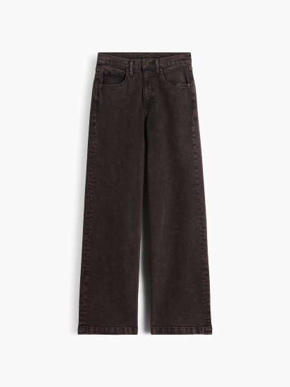 High Rise Stride Wide-Leg Jeans - Terra brown