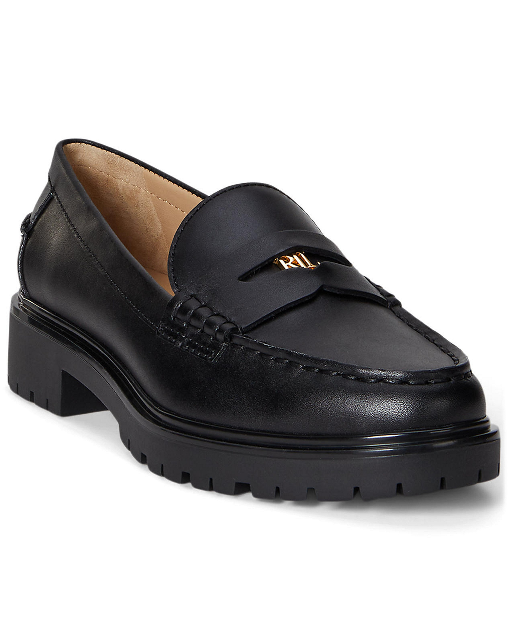 Lauren Ralph Lauren Women's Marli Penny Slip-On Loafers - Black Leather