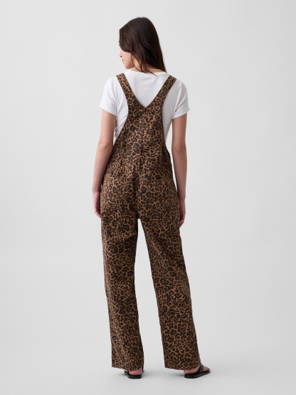 Loose Overalls - Brown leopard print